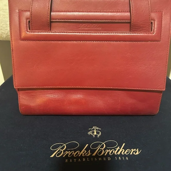 Brooks Brothers Red Leather Woman Doble Handle Tote - Picture 6 of 9